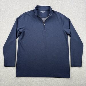 Mizzen + Main Sweater Mens Large Blue Quarter Zip Stretch Pullover Preppy Golf